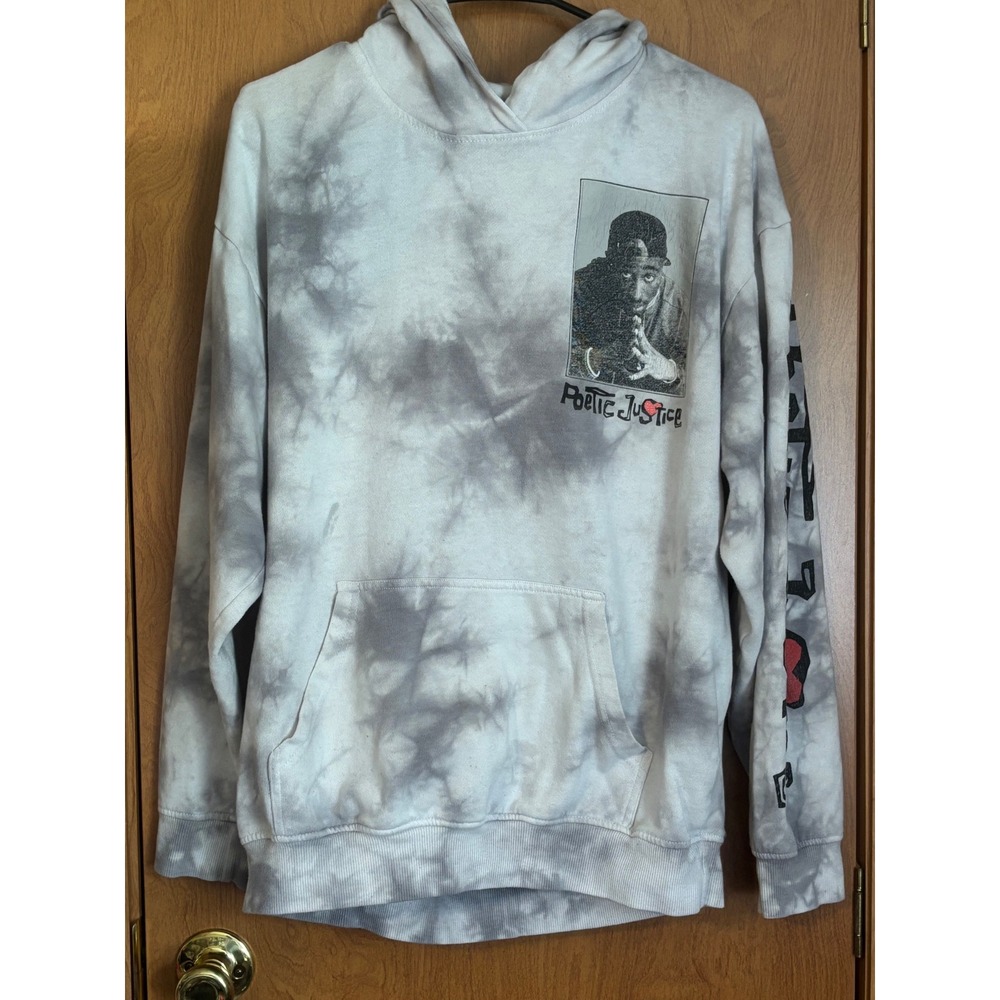 Chemistry Poetic Justice Tupac Shakur Tie Dye Hoodie Grey White Large